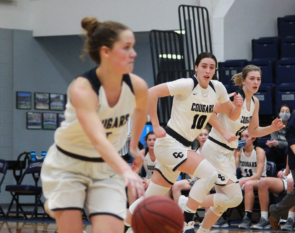 Columbia College freshman Mallory Shetley sprints down the court